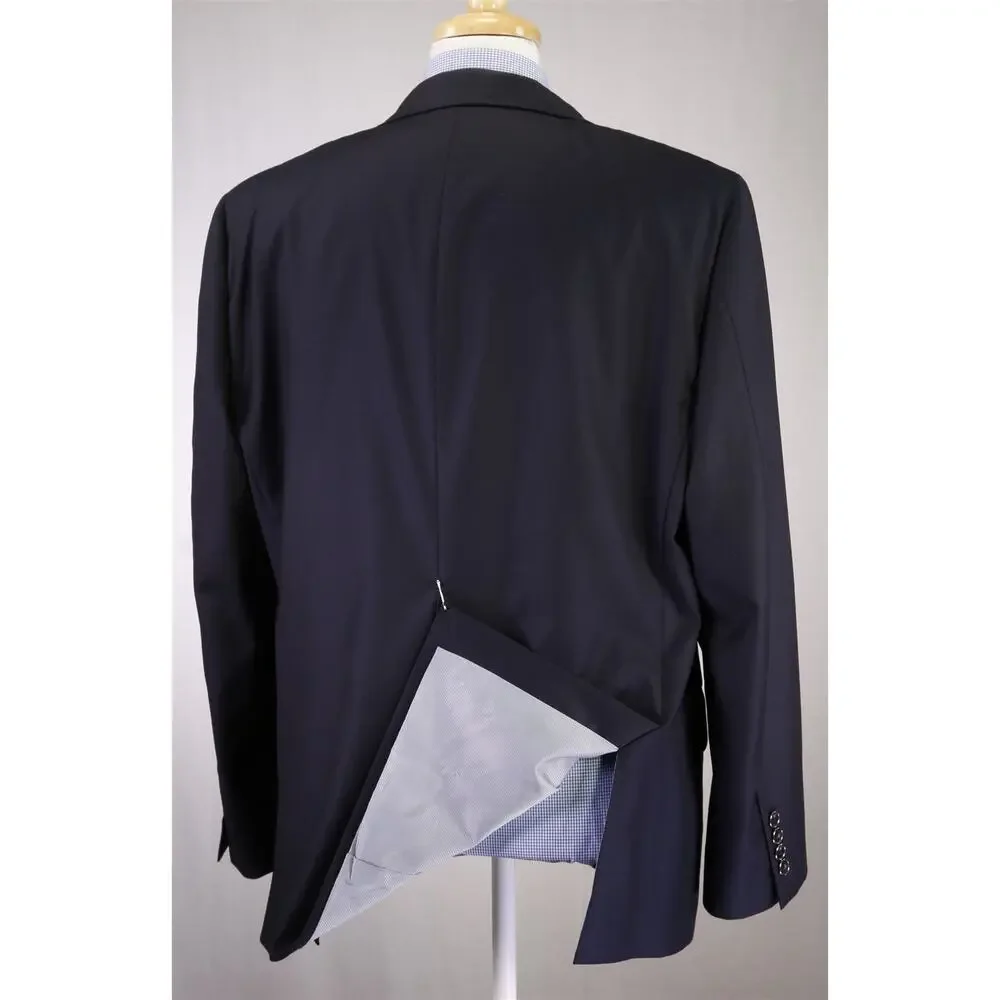 Hickey Freeman Traveler Navy Blue Metal Buttons Wool 2-Btn Blazer Jacket 46R